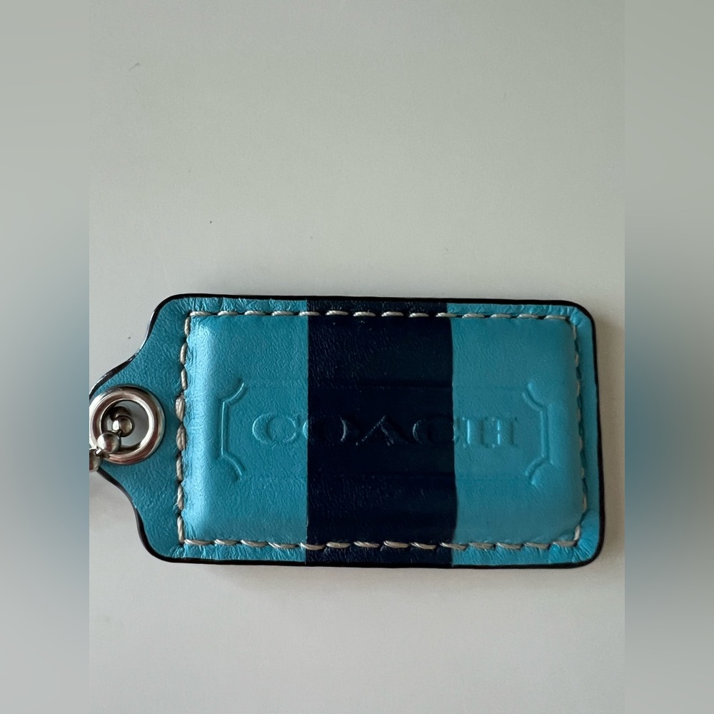 COACH Classic Blue Stripe Leather Bag Hang Tag Silver Hardware Rare! - Picture 4 of 9